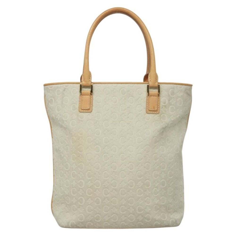 Celine Vintage Macadam Canvas White Suede Backpack Bag
